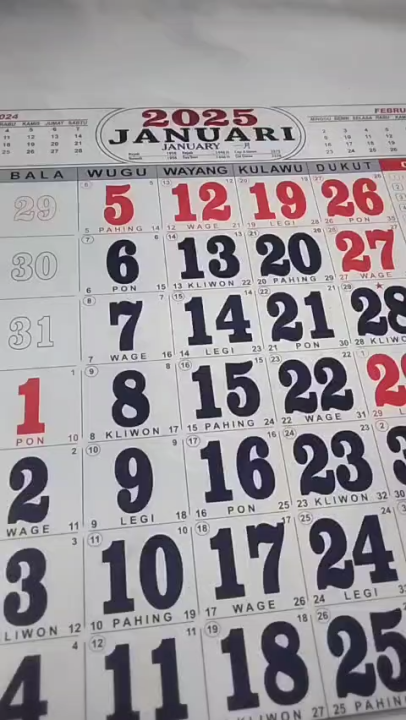 Kalender 2025 Jumbo ukuran 42X60 cm Angka Lengkap