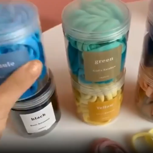 MD-C1109 Set Ikat Rambut Wanita Dewasa Anak Isi 50pcs Free Box Bahan Karet Elastis / Kunciran Donat