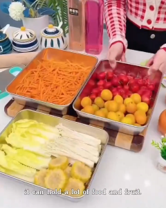 304 Stainless Steel Fresh Keeping Box With Sealed Lid Food Trays Food Keeper Storage Box Stainless Food Container XPH682