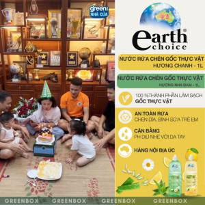 Nước rửa chén gốc thực vật Earth Choice khử sạch mùi tanh dầu mỡ không khô da chiết xuất nha đam 1L/Chai