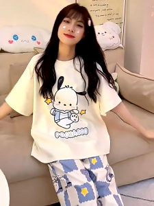 Baju Tidur Wanita Lengan Pendek Set Piyama Motif Lucu Kekinian