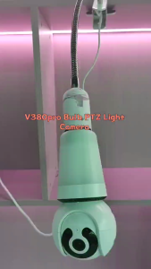 V380 Q26 3MP WiFi Indoor Security Camera Bulb with 128GB Storage Panoramic 360° View and Automatic Night Vision