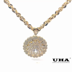 M1604 Mặt và Dây chuyền đính đa CZ cao cấp sáng lấp lánh UHA