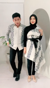 ANSTORE14 - BAJU TENUN COUPLE SYIRA PUTIH - DRESS KONDANGAN PREWEDDING KONDANGAN PASANGAN