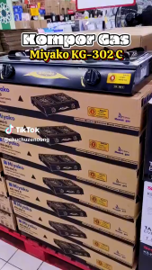 KOMPOR GAS MIYAKO 2 TUNGKU KG 202CE - Bahan Teflon Hitam