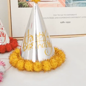 🇲🇾 Party Hats Happy Birthday Party Decoration Shine Paper Cone Cap Bronzing Hat Kids Children Adult Hari Jadi Kanak Topi