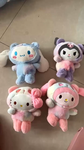 25cm Comel Sanrio mainan mewah Kawaii berwarna-warni Mymelody Kuromi Cinnamoroll Plush lembut boneka haiwan boneka