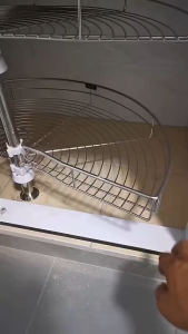 Stainless Steel Turnable Corner Basket Kitchen D-Tray Pull Out Basket Bakul Tarik Dapur Kabinet 180 Deg Swivel Basket Swing Tray Storage Baskets