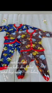 Setelan Piyama Baju Bayi 3-15 Bulan Lengan dan Celana Diapers Panjang Motif Full Print