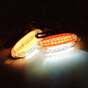 ไฟราวข้าง 1ชิ้น 24V LED ไฟข้างรถพร้อมไฟส่องพื้น ไฟเลี้ยววิ่ง ไฟสัญญาณรถบรรทุก รถพ่วง หรือรุ่นทั่วไป (Scarlet)