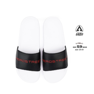 Aerostreet 39-44 Calvin Putih Hitam - Sandal Selop Pria Wanita BABAA