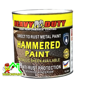 1L ( DARK GREY ) HAMMERED PAINT ( METALLIC PAINT HEAVY DUTY ) HAMMERTONE / HAMMERITE Direct rust Metal paint /CAT BESI TAHAH KALAT