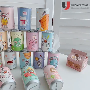 [Local Seller] Set of 4 Can Wet Tissue Cartoon Mini Cannister Series with Hook (30pcs/Can)
