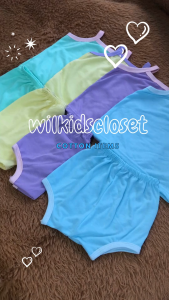 Spaghetti shorts terno for baby girl 0 - 24 months/ diaper cut shorts and cotton item available in plain colorful fabric