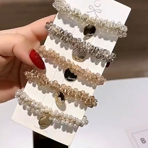 Ikat Rambut Korean Style Crystal Bisa di jadikan Gelang Ikat Rambut Elastis