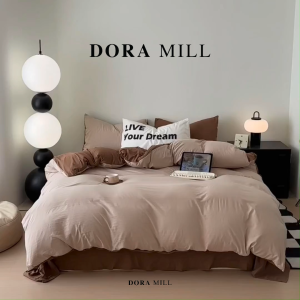 DORAMILL 100% Washed Cotton Quilt Cover Bedsheet Set Grade A Fabric 3in1 Super Single 4in1 Queen BQB