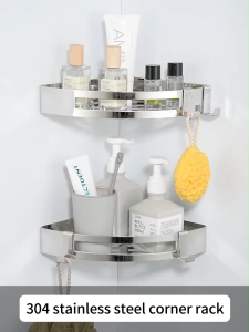 MEIDOO Bathroom Rack Rack SUS 304 Stainless Steel Corner Rack Waterproof Antirust Shampoo Rack Bathroom Rack Free Drilling Bathroom Accessories