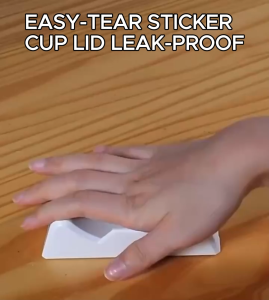 EC EASY-TEAR STICKER CUP LID LEAK-PROOF WATERPROOF TAKEAWAY SEALING TAPE CUP PACKAGING COFFEE MILK TEA STICKER LABEL