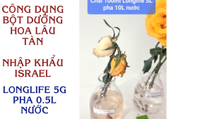 50 gói Bột Dưỡng Hoa Hiệu Longlife Nhập khẩu Israel (dành cho mọi loại hoa và lá) giúp hoa cắm bình tươi lâu gấp 2 lần cánh hoa đậm màu và 14 ngày không thay nước cắm hoa (1 gói 5gr pha được 0.5 lít nước)