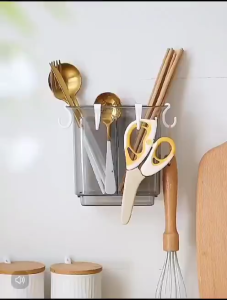Cutlery Holder/ Wall Mounted Divided Drainage Chopstick Cage/ Rectangular Plastic Spoon Fork Knife Holder