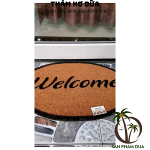 Thảm chùi chân hình elip thảm xơ dừa loại tốt có đế chống trượt kích thước 40x60cm