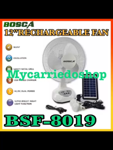 BOSCA 12\" AC/DC Solar Rechargeable Fan & LED Light Desk Fan - BSF-8019