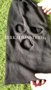 Sebo Penutup Kepala Lubang Rajut Polos Hitam Kupluk Ninja