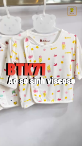 Áo sơ sinh Babiboo áo sơ sinh dài tay chất viscose mềm mịn mát họa tiết đáng yêu BTK71