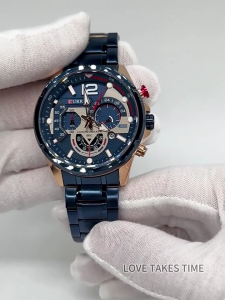 Mens Watch Calendar Six Pin Stainless Steel Strap Quartz Fashion Business Watch Sports Night Light Watch