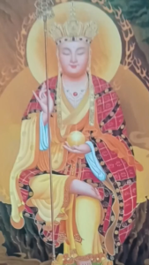 Tranh Bồ Tát Địa Tạng Treo tường in trên vải - Nẹp Nhựa Kích thước 20x30 cm - 30x40 cm