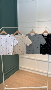 BL20862 Ribbon Dot Casual Crop Tee