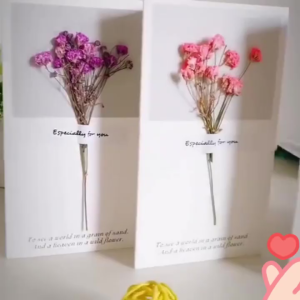 1PCS Dried Flower Blessing Card Festive Blessing Invitation Card Star Dry Flower Card