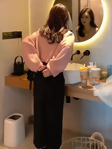 Sweater Rajut Wanita Ala Korea: Sweter Rajutan Lengan Panjang Leher Bulat & Cardigan Rajutan Dua Saku