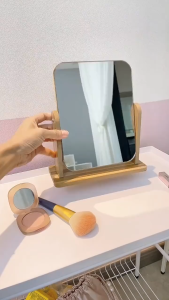 MYLOVE Small Wooden 360 Mirror Portable Adjustable Table Desk Mirror Aesthetic Design Modern Mirror Makeup Set with Clear Cosmetic Features