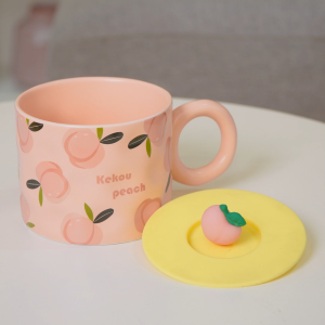 Ly sứ cao cấp họa tiết trái đào hồng Made4Home size 350ml