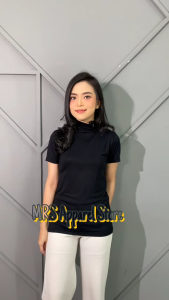 Inner Turtleneck Lengan Pendek Polos Wanita Bahan Spandek Rayon Premium