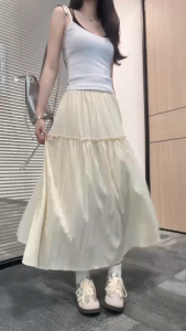 GHAOHES กระโปรงลำลอง สีดำขาวเขียวเบจชมพู มี5สีให้เลือก เนื้อผ้านุ่มและเย็นสบาย(2014)