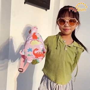 Balo cặp ba lô cho bé gái trai mẫu giáo mầm non 1 2 3 4 5 tuổi đi học hình khủng long dễ thương MySun