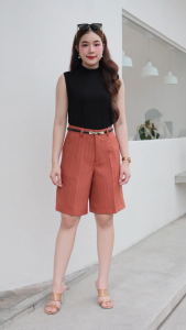 Sky สามส่วนทรง A ผ้าโซดา ผ้าสโนว์ทอริ้ว เนื้อกำลังดี ไม่หนา ไม่บาง ยาว 21~22 นิ้ว ไม่ยืด