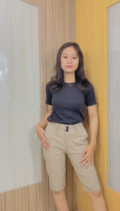 Putri Nasya - Celana Big Size Pendek 7/8 RRL Ukuran 8L6L5L4L2LXLS Fit To L Warna Capucino Cream Hitam Moca