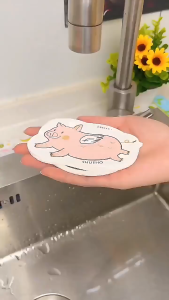 Miếng Rửa Bát Bọt Biển Dạng Nở Hình Thú Dễ Thương Mút Rửa Chén Bọt Gỗ Ma Thuật Tạo Bọt Siêu Thấm Nước Có Dây Cột Tiện Dụng