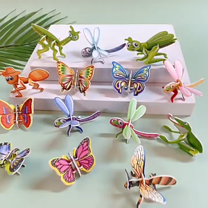 OFM-M358 Mainan Edukasi Anak DIY Puzzle 3D Mini Motif Dino Animal Serangga Pesawat Bongkar Pasang