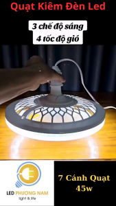 Quạt Trần Thông Minh Có Điều Khiển Từ Xa Kèm Đèn Led Siêu Sáng 45w Đuôi E27 thông dụng