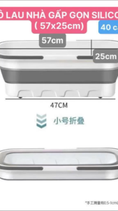 Xô lau nhà gấp gọn Silicon VY LONG kích thước 57x25cm dung tích 12 lít.
