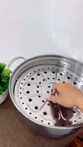 Panci Steamer 3 Tingkat Stainless Steel Panci Kukus Multifungsi Peralatan Dapur / Panci Alaska