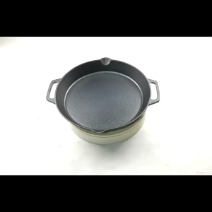 Newyorkbigsale หม้อเหล็กหล่อ หม้อต้ม ก้นแบน มาพร้อมหูหิ้ว 2 ข้าง No.Y2064