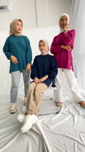 Beliya Top Ziggy Oversized Tangan Balon TerBest Seller Kaos Lengan Karet Polos Wanita Jumbo by Ziggy