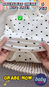 Buy2 Free1! BabyZoom Baby Girl Newborn Sleeveless Onesie 3pcs Romper Bodysuit Jumpsuits Kids Girl Clothes Baby Girl OOTD Breathable Cotton Random Design Cute Comfort Soft 3pcs 0-24m Girl Outfit Cod Free Shipping