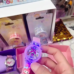 Cute Sanrio Cartoon kuromi melody watch for Elementary School kids Watch Pointer Style with gift box