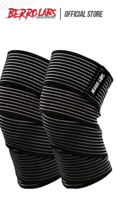 Knee Wrap by Berrolabs Black/Red (Fitness Gym Weight Lifting Sports Knee Bandages Training)